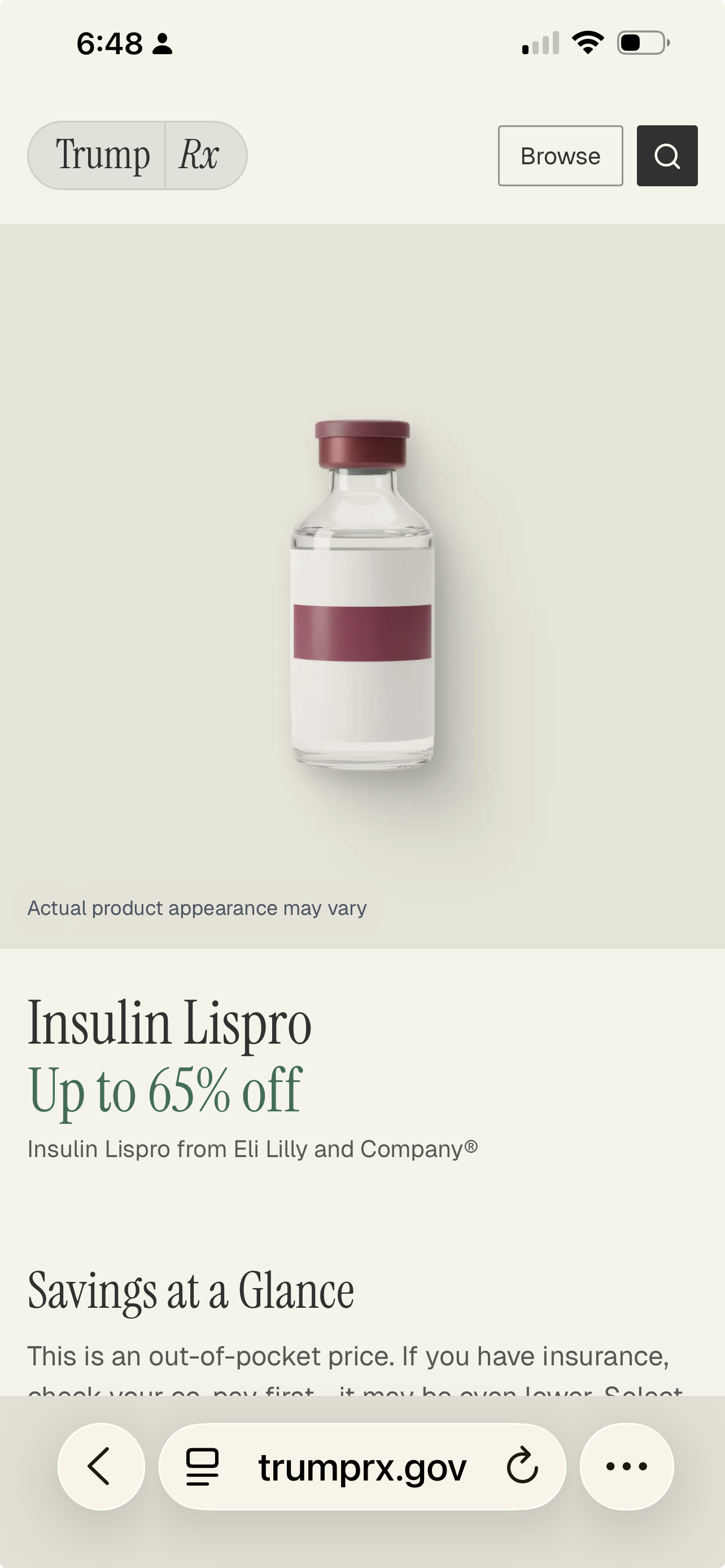 Insulin Lispro on TrumpRx - TrumpRx 2.png