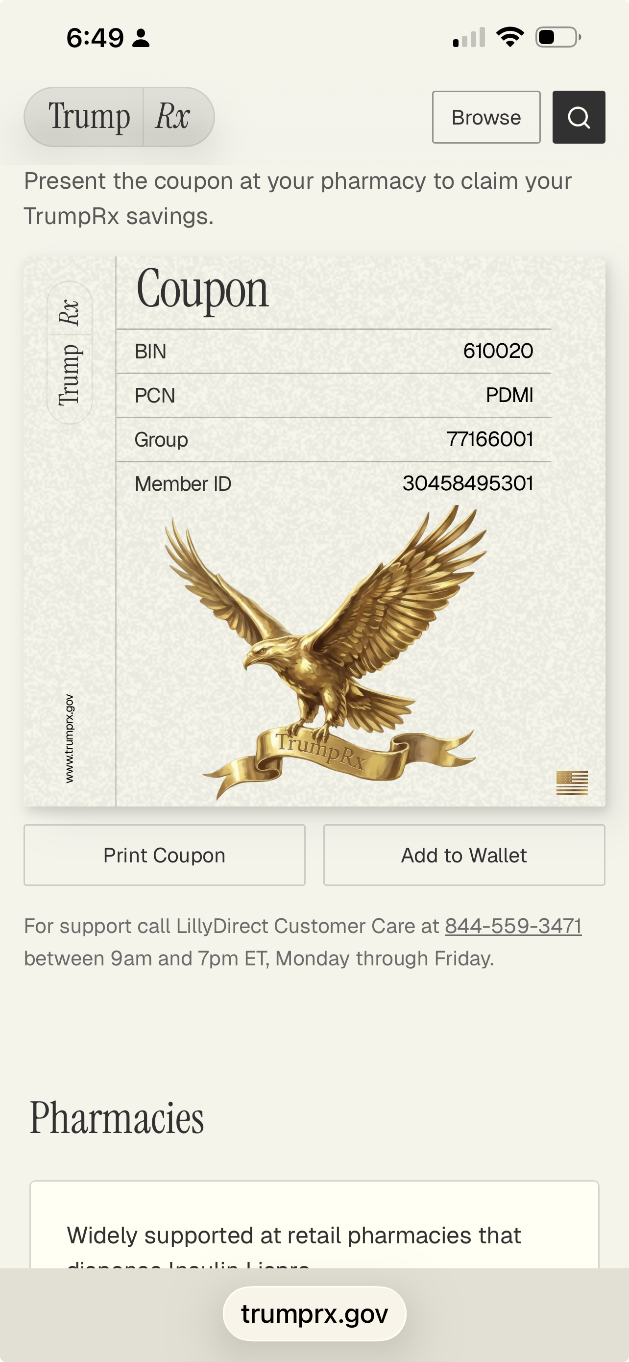 Insulin Lispro on TrumpRx - TrumpRx.png